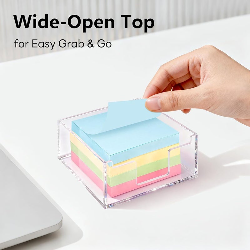 Luminzo Clear Sticky Note Holder, Glitter Acrylic Organizer, 3.94 x 3.94 in Multi-Use Tray for Office, School & Home Desk - Image 5
